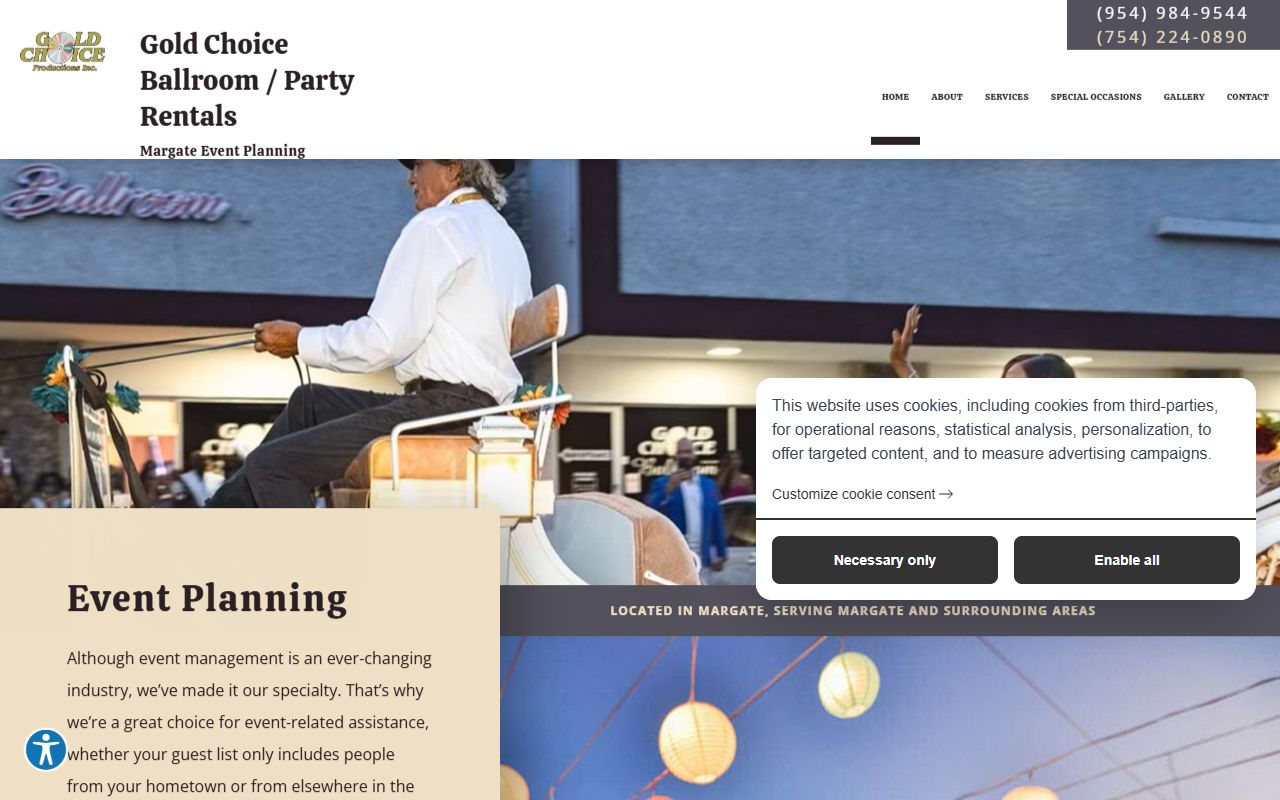 Gold Choice Party Rental event equipment rental custom website design by Netzwork
